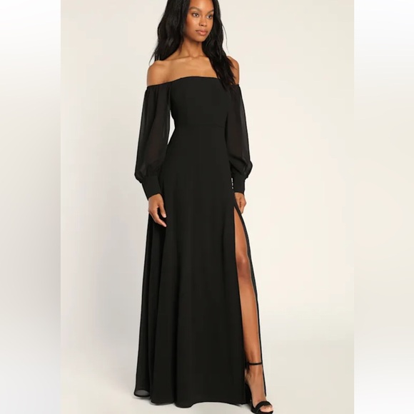 Lulus Feel the Romance Black Off-the-Shoulder Maxi Dress - Picture 2 of 3